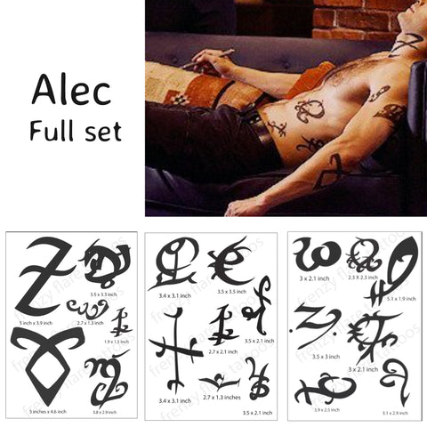 Alec Shadowhunters Runes Temporary Tattoos for Cosplayers. Halloween Costume Idea