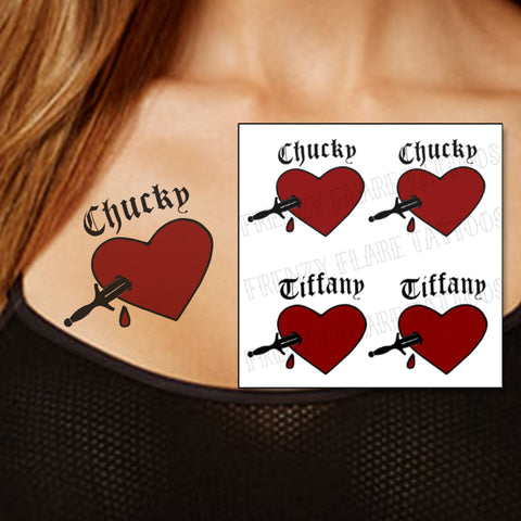 Chucky's Bride Heart Temporary Tattoo for Tiffany Costume Halloween Cosplay