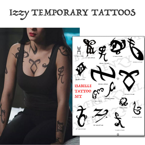 Isabelle Shadowhunters Temporary Tattoos, Full Set of Runes. 15 Desings. Izzy Halloween Cosplay Costume