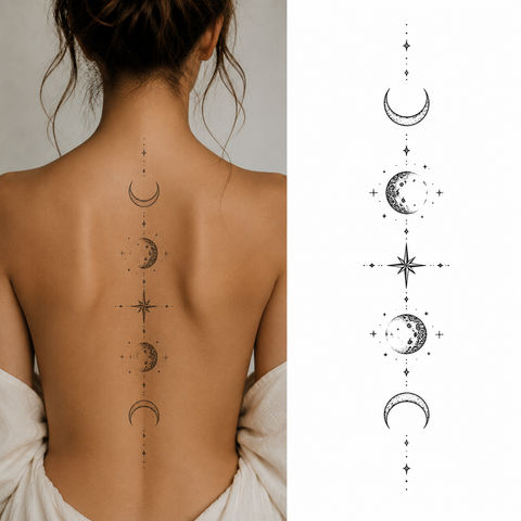 Four Phases of the Moon Temporary Tattoo. Bookish Fans. Halloween Costume Idea