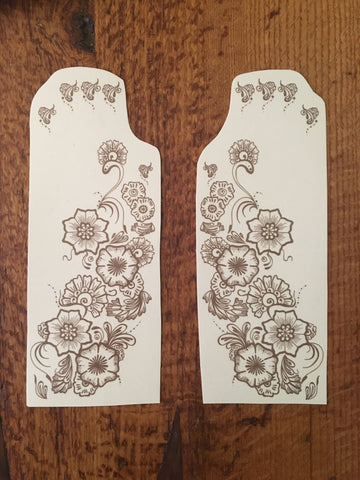 Henna Temporary Tattoo. Pack of 2. Floral Pattern. Water transfer tattoos. Gift idea