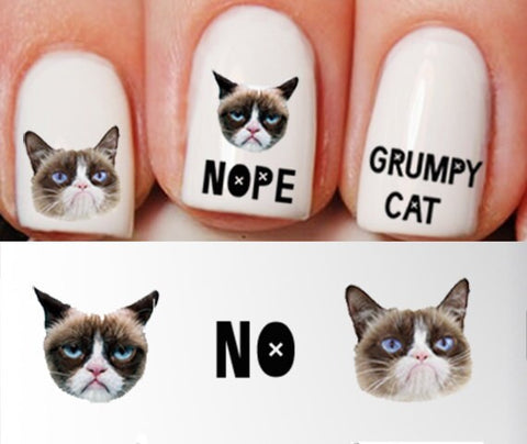 Grumpy Cat Nail Decals. Stocking Stuffer Gift